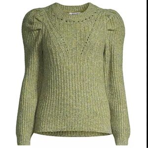 525 America Sweater Pointelle Knit Wool Blend Pear Green Sweater S NWT Revolve